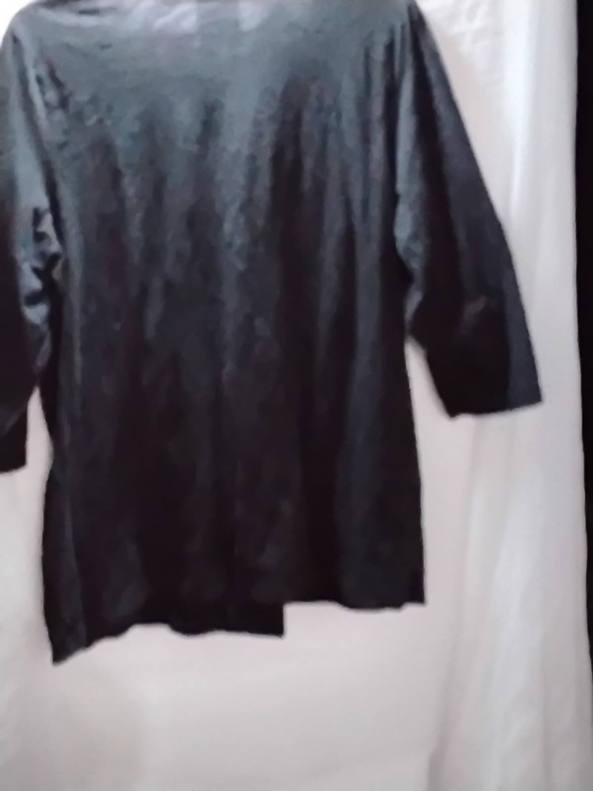 Velvet blouse, black 3/4 sleeve top with decorative trim detail - Thumbnail 7