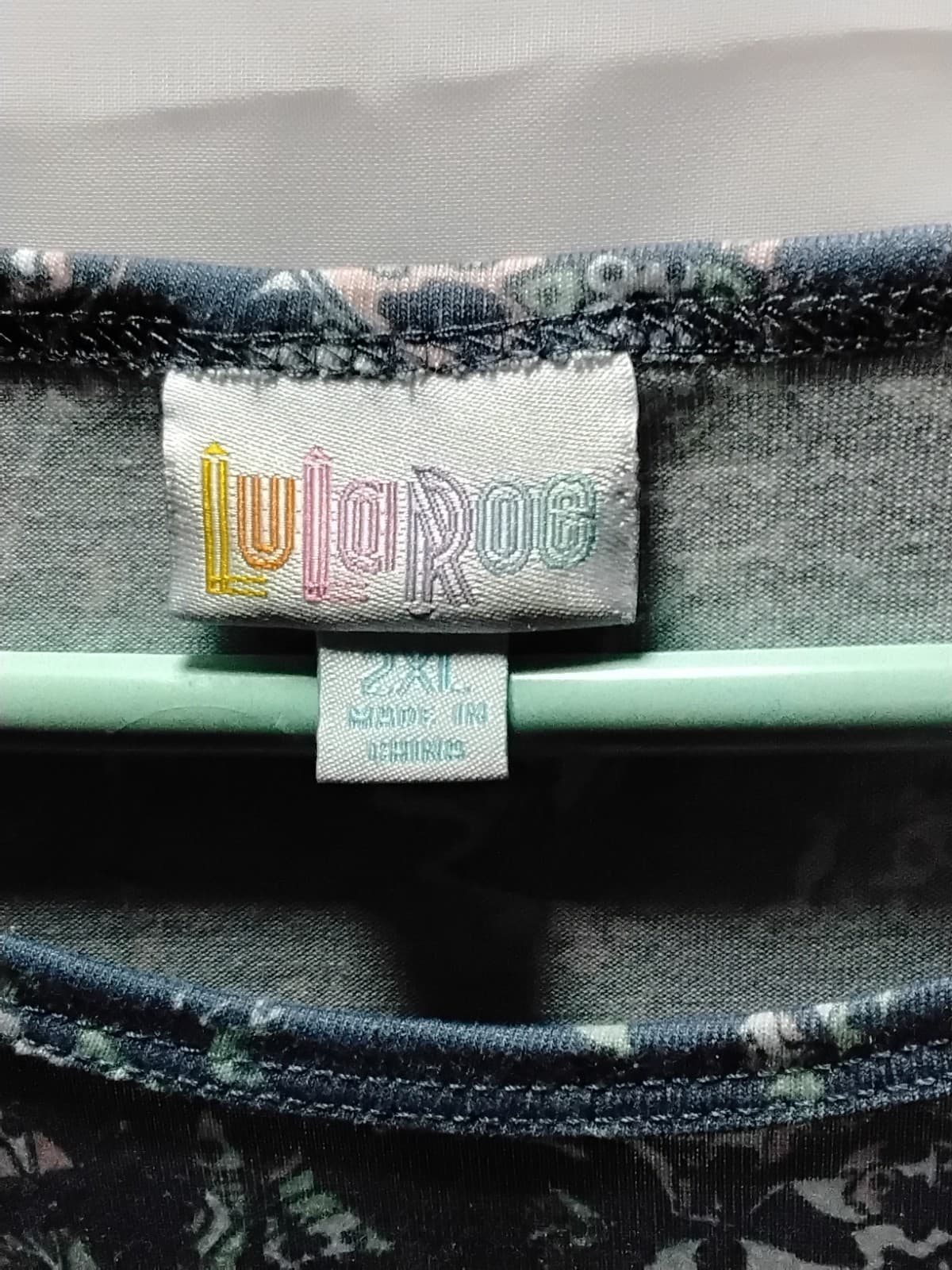 Polyester blend tunic top, LuLaRoe Imma, blue floral print w/ metallic accentsss - Thumbnail 2