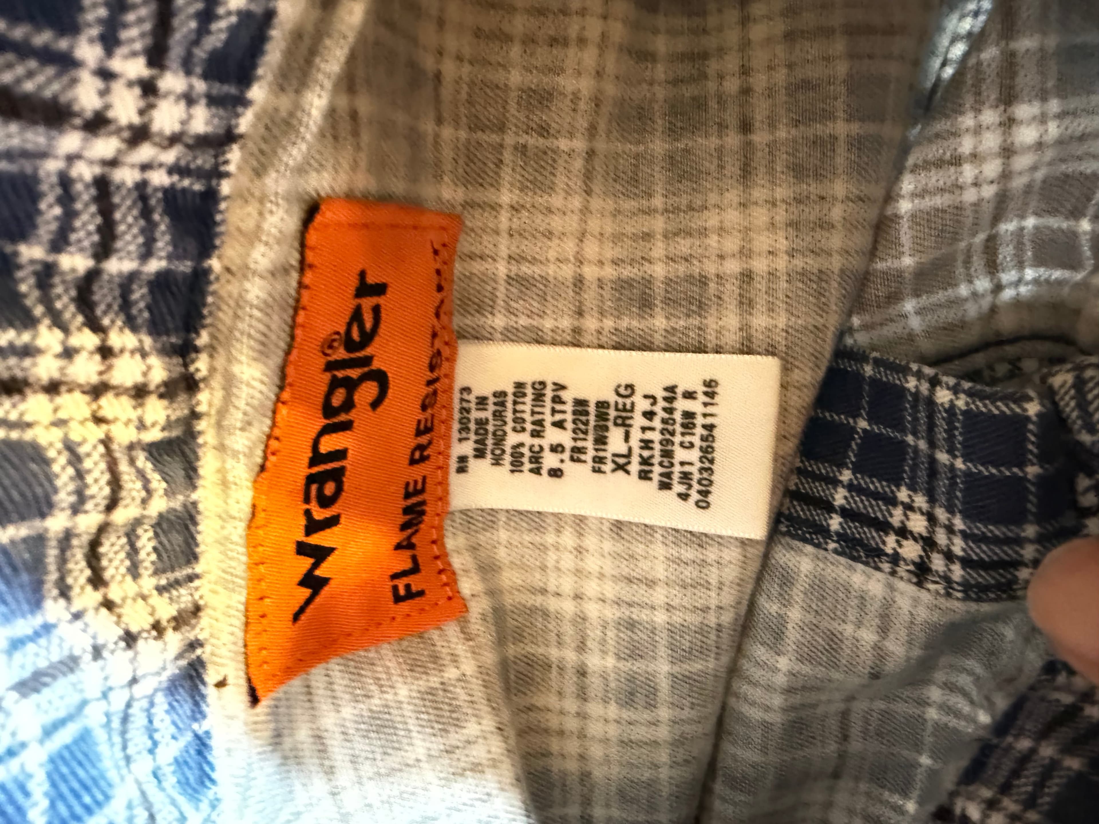 Wrangler FR Flame Resistant Shirt Men XL Blue Plaid Pearl Snap Western HRC2 2112 - Thumbnail 4