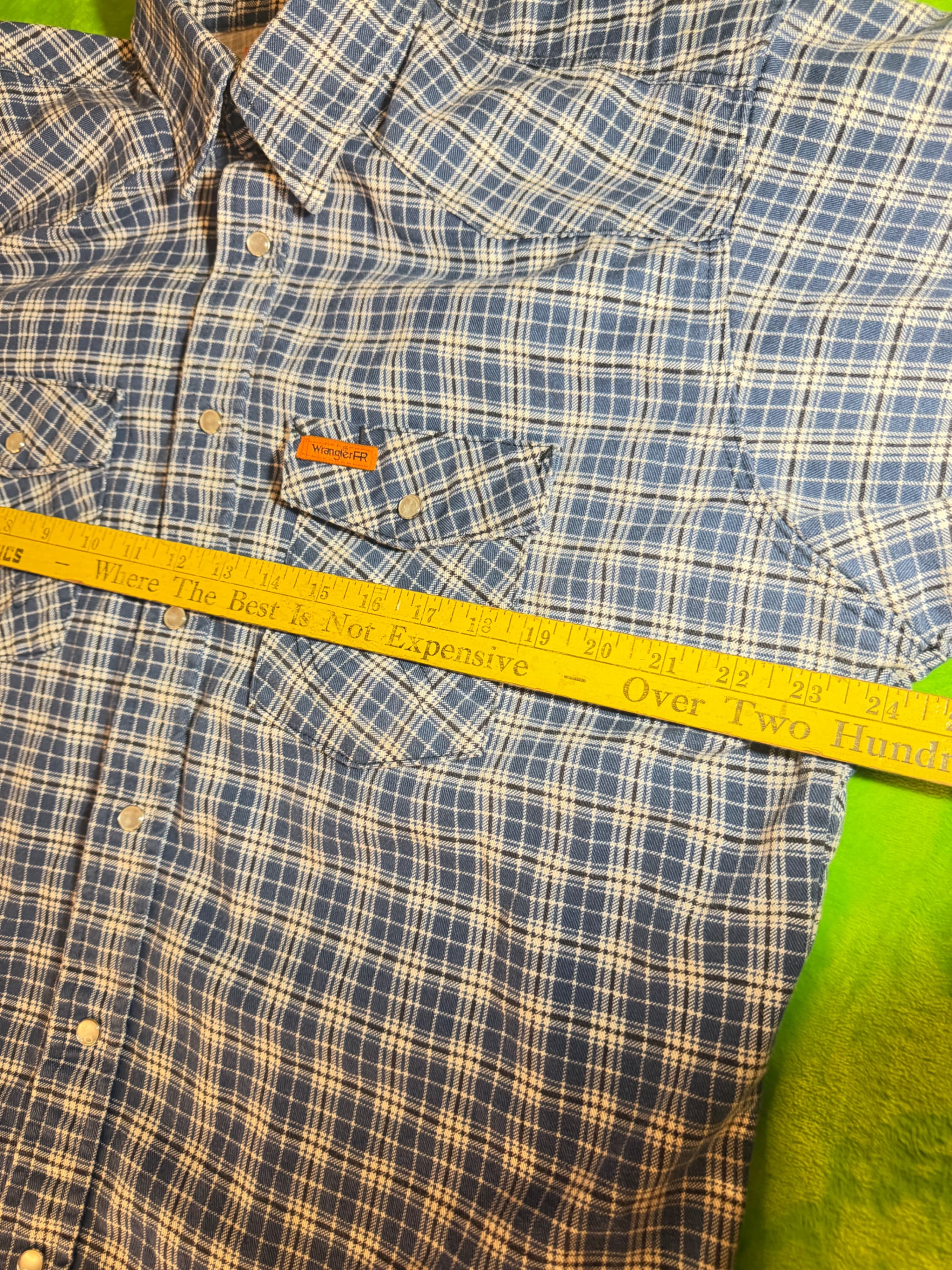 Wrangler FR Flame Resistant Shirt Men XL Blue Plaid Pearl Snap Western HRC2 2112 - Thumbnail 9