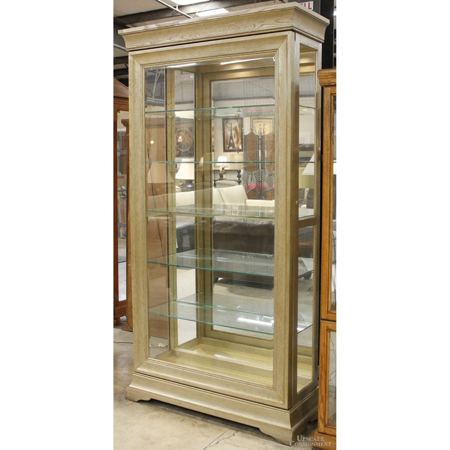 Home Meridian Int'l. 84'' Sliding Door Curio Cabinet - Beige - Thumbnail 4