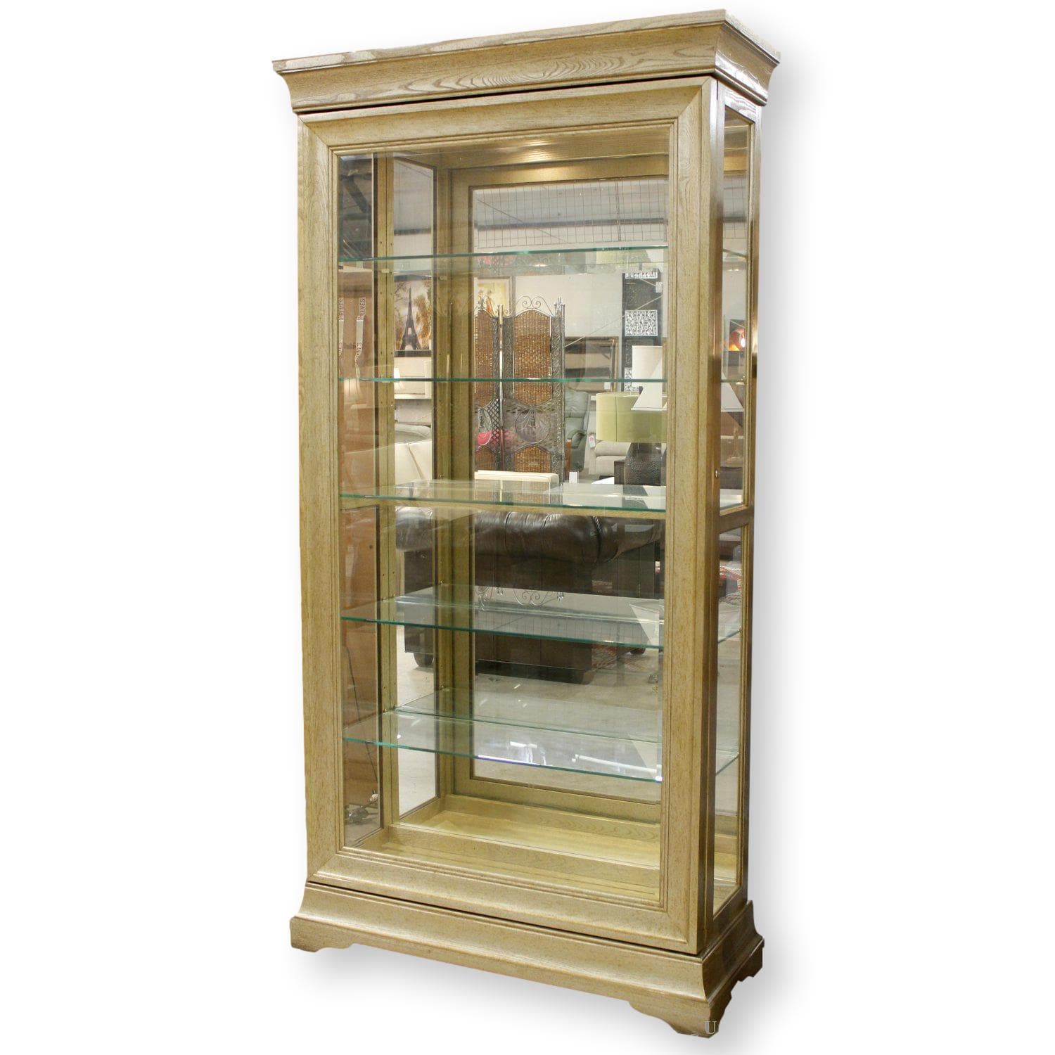 Home Meridian Int'l. 84'' Sliding Door Curio Cabinet - Beige - Image 1