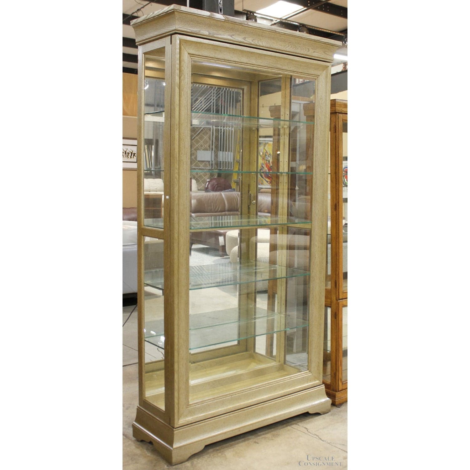 Home Meridian Int'l. 84'' Sliding Door Curio Cabinet - Beige - Thumbnail 3