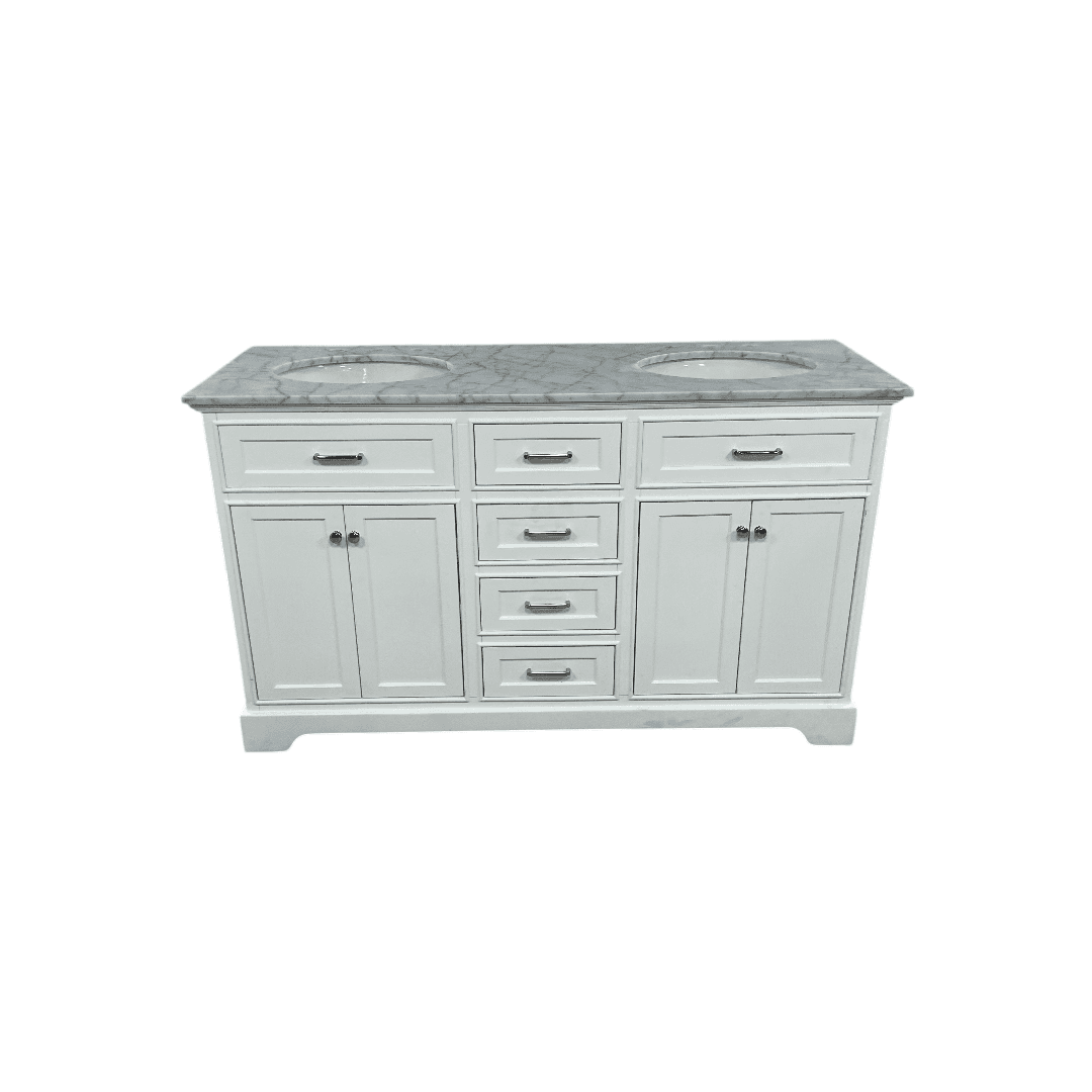 Three Posts Currahee Free-Standing Double Bathroom Vanity With Engineered Stone Vanity Top - Thumbnail 2