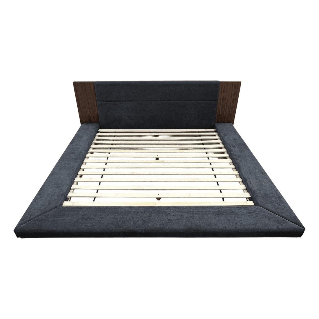 LA Furniture Eastern King Jagger Modern Dark Grey & Walnut Bed - Thumbnail 2