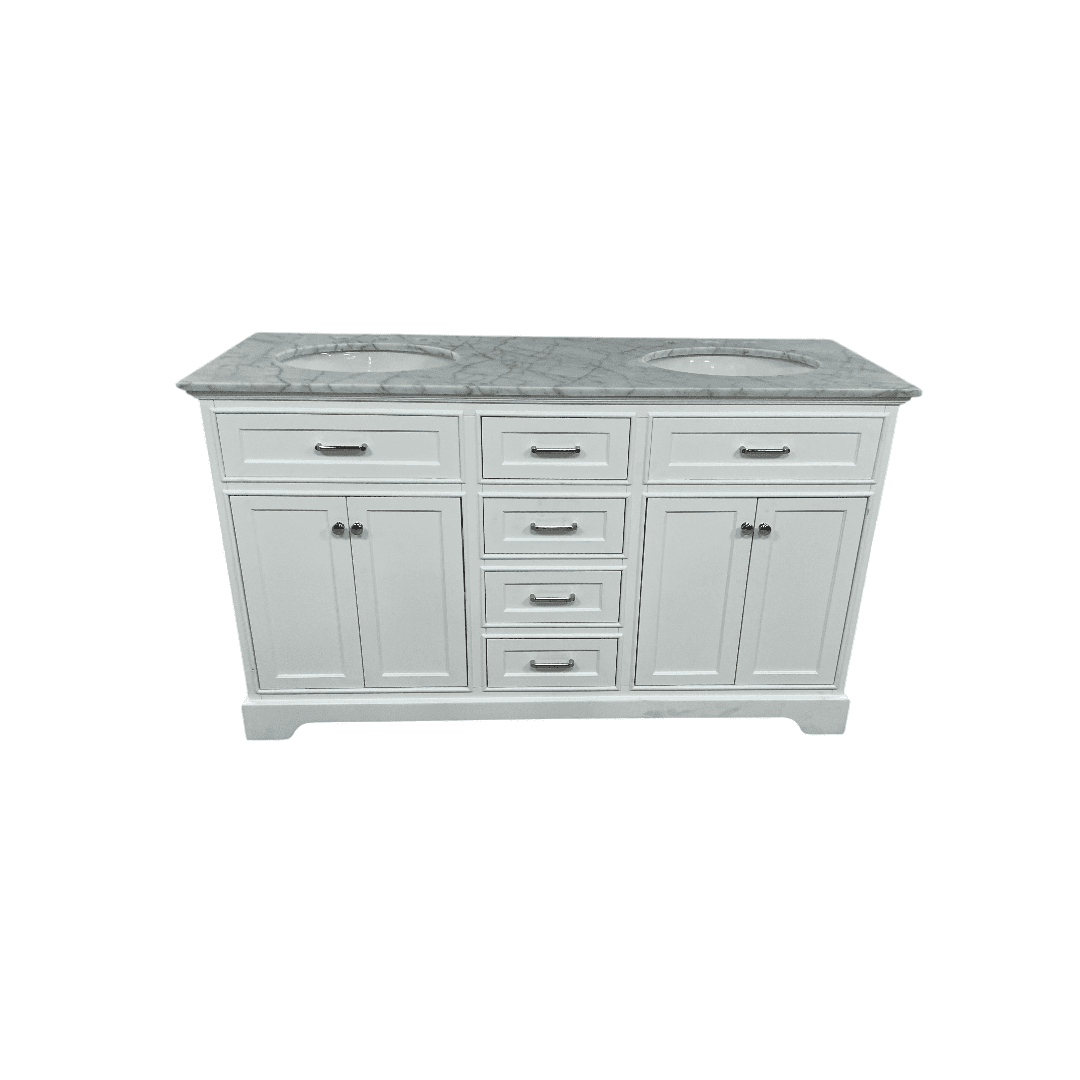 Three Posts Currahee Free-Standing Double Bathroom Vanity With Engineered Stone Vanity Top - Thumbnail 3
