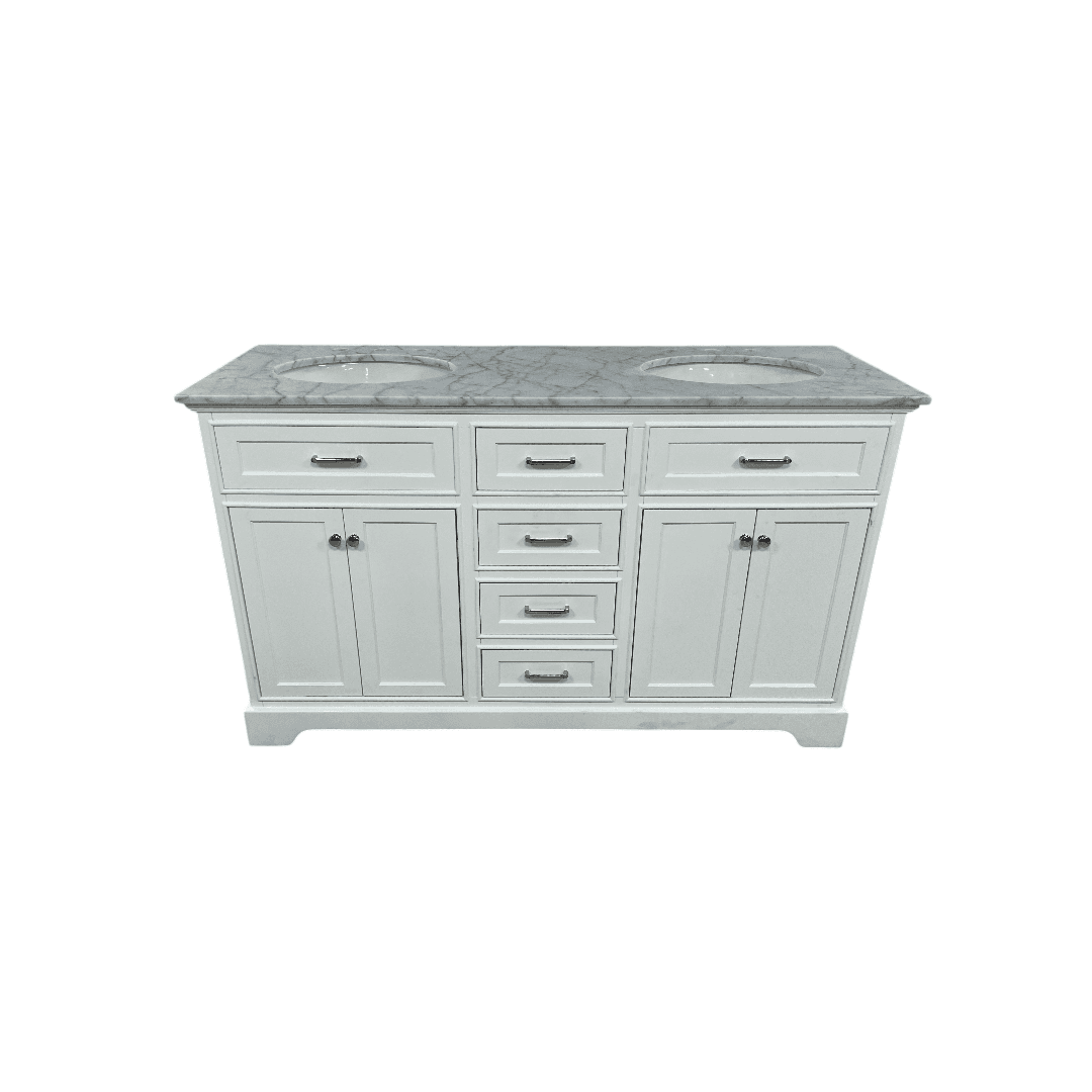 Three Posts Currahee Free-Standing Double Bathroom Vanity With Engineered Stone Vanity Top - Thumbnail 4