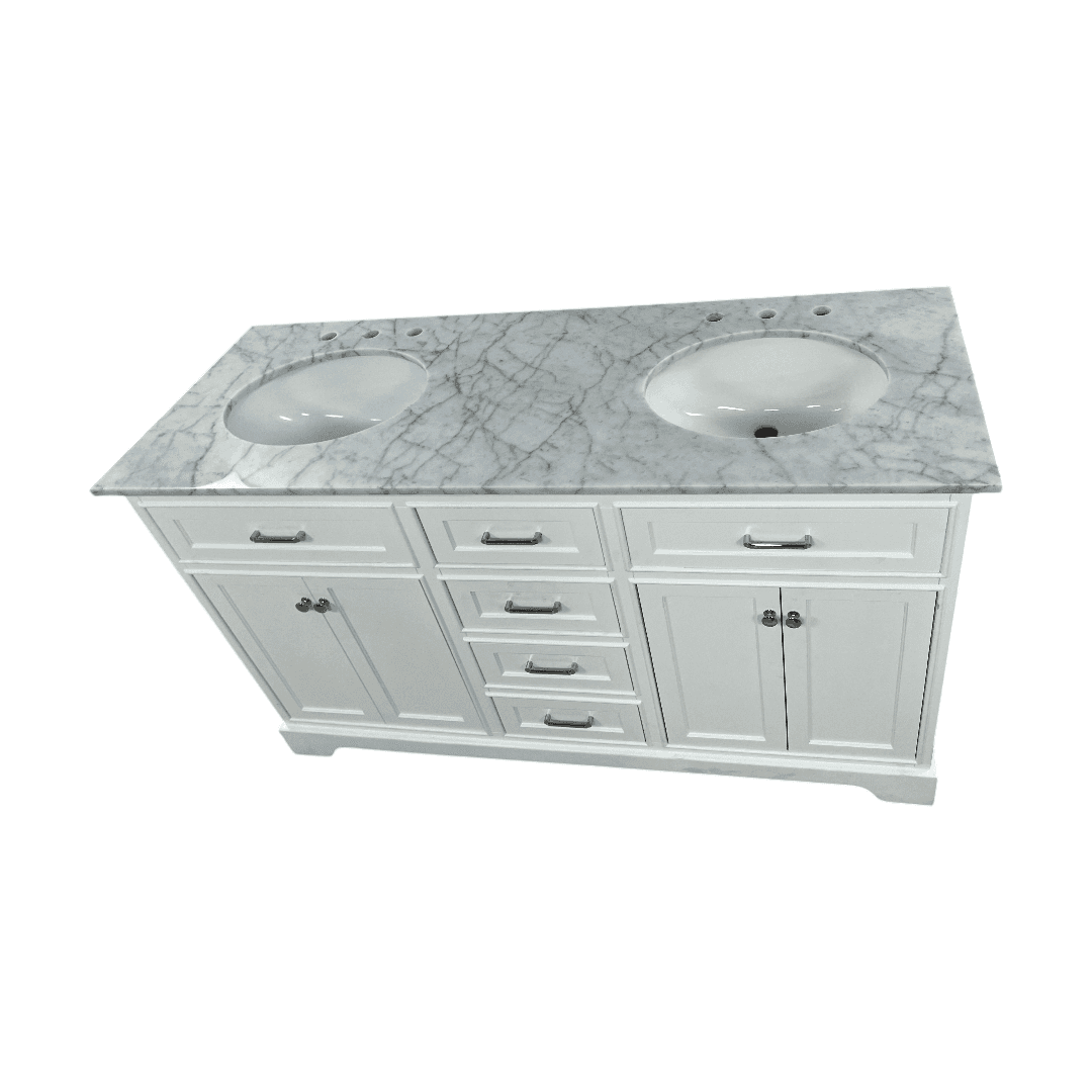 Three Posts Currahee Free-Standing Double Bathroom Vanity With Engineered Stone Vanity Top - Thumbnail 9