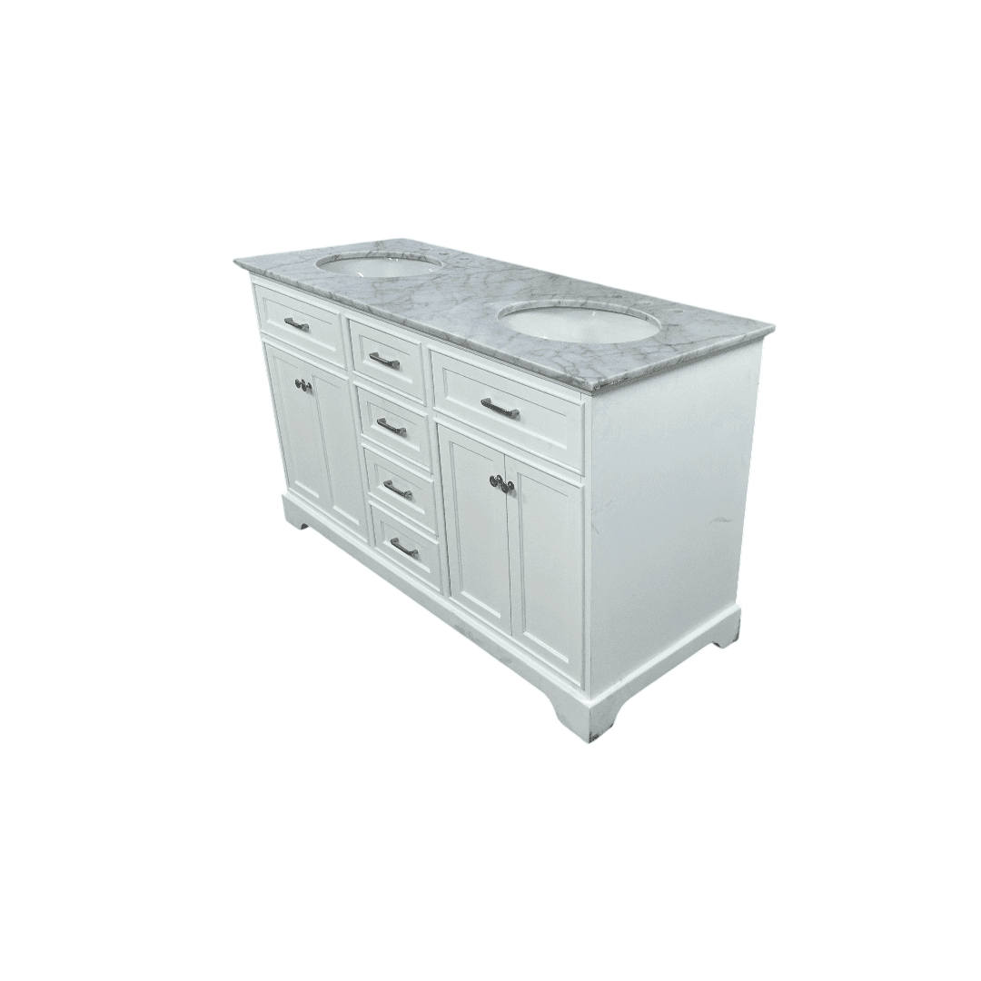 Three Posts Currahee Free-Standing Double Bathroom Vanity With Engineered Stone Vanity Top - Thumbnail 8