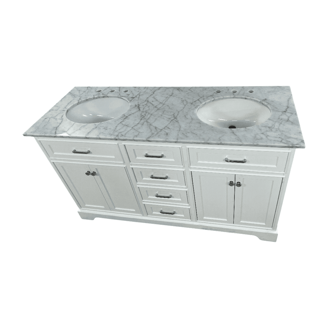 Three Posts Currahee Free-Standing Double Bathroom Vanity With Engineered Stone Vanity Top - Thumbnail 10