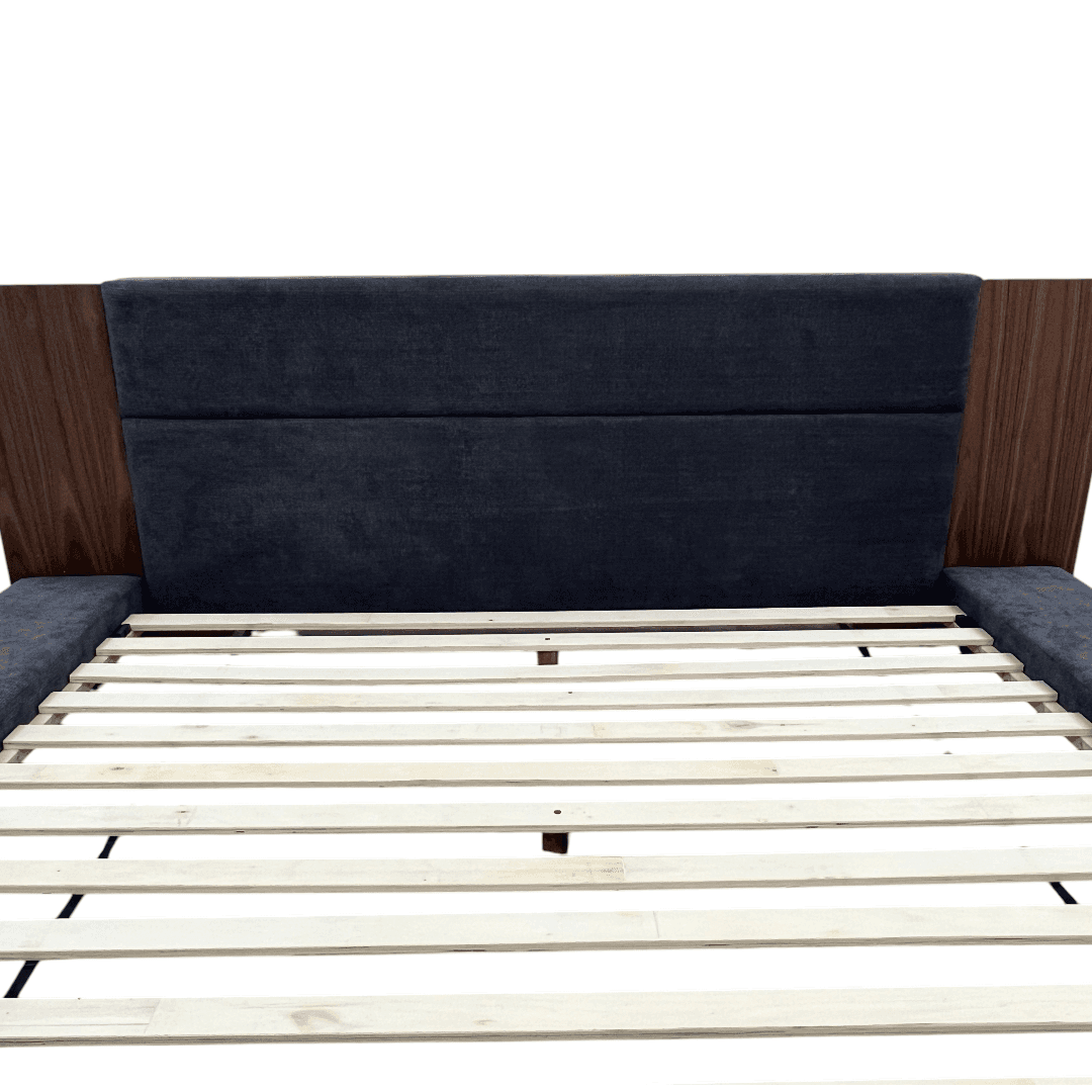 LA Furniture Eastern King Jagger Modern Dark Grey & Walnut Bed - Thumbnail 11