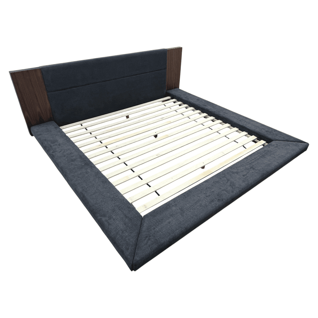 LA Furniture Eastern King Jagger Modern Dark Grey & Walnut Bed - Thumbnail 7