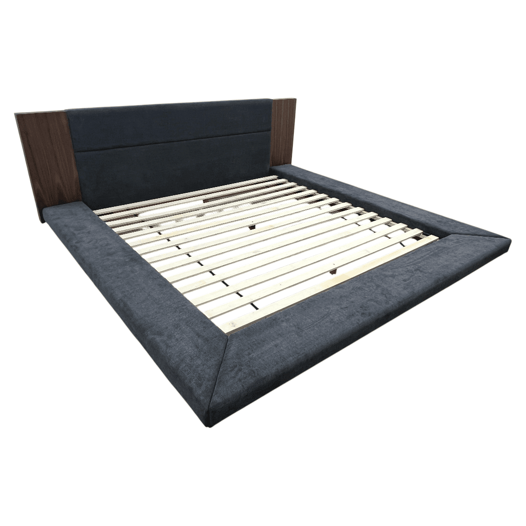 LA Furniture Eastern King Jagger Modern Dark Grey & Walnut Bed - Thumbnail 6