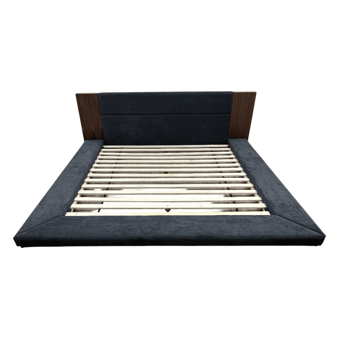 LA Furniture Eastern King Jagger Modern Dark Grey & Walnut Bed - Image 1
