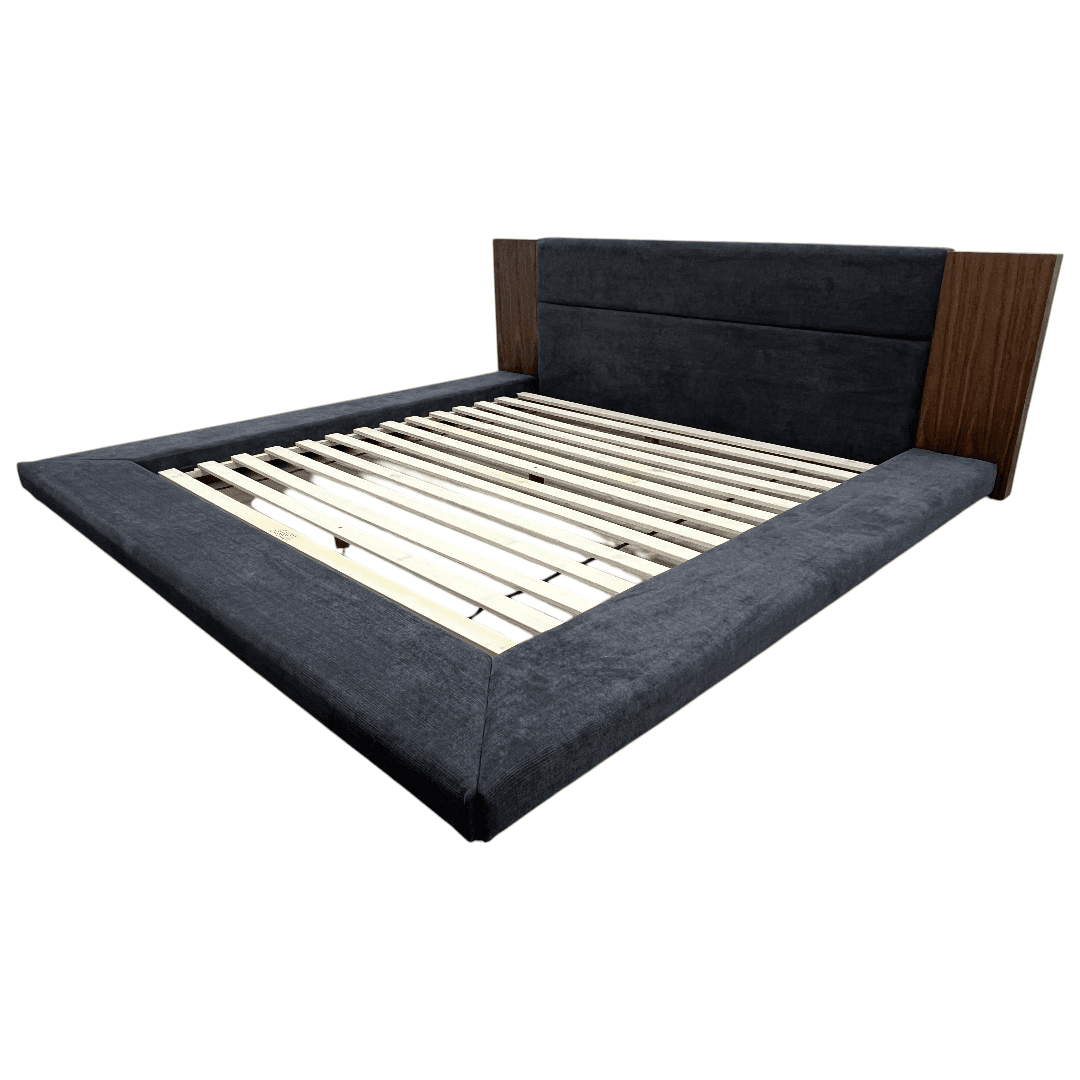 LA Furniture Eastern King Jagger Modern Dark Grey & Walnut Bed - Thumbnail 5