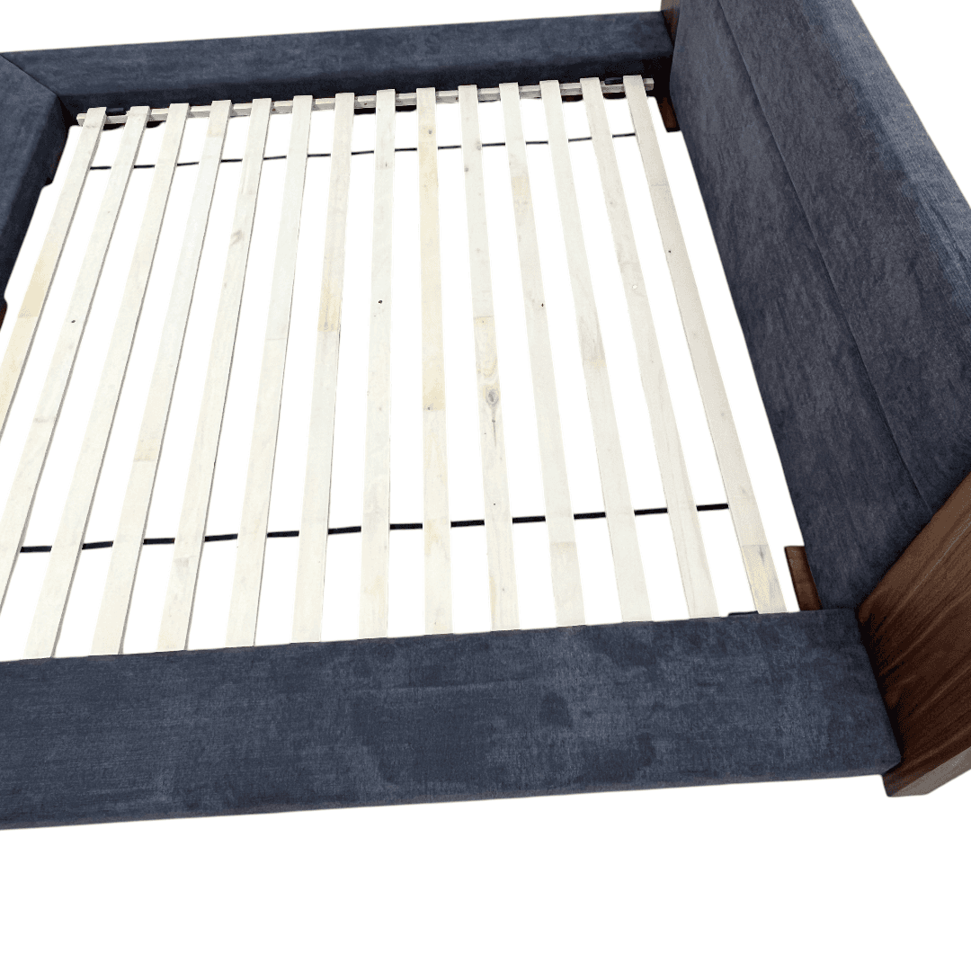 LA Furniture Eastern King Jagger Modern Dark Grey & Walnut Bed - Thumbnail 13