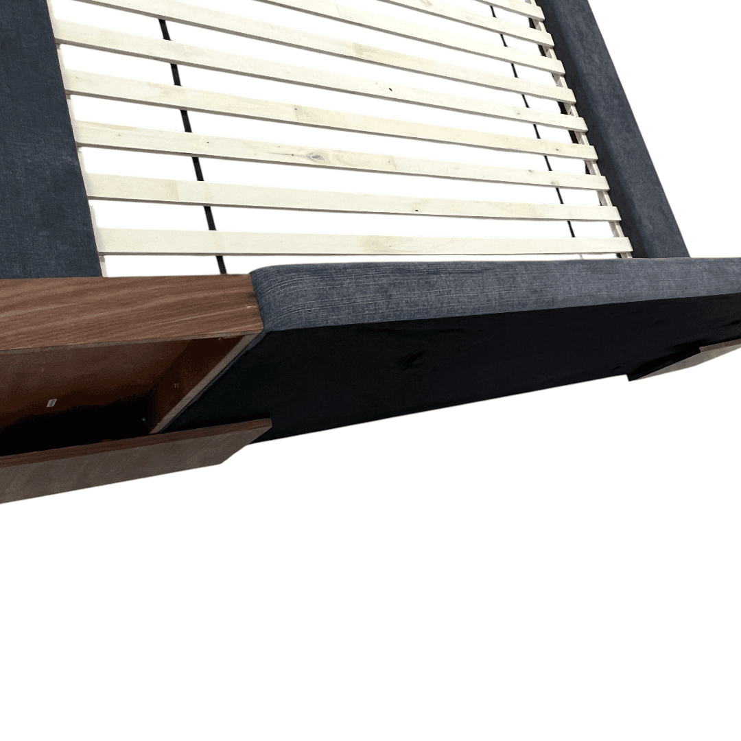 LA Furniture Eastern King Jagger Modern Dark Grey & Walnut Bed - Thumbnail 14