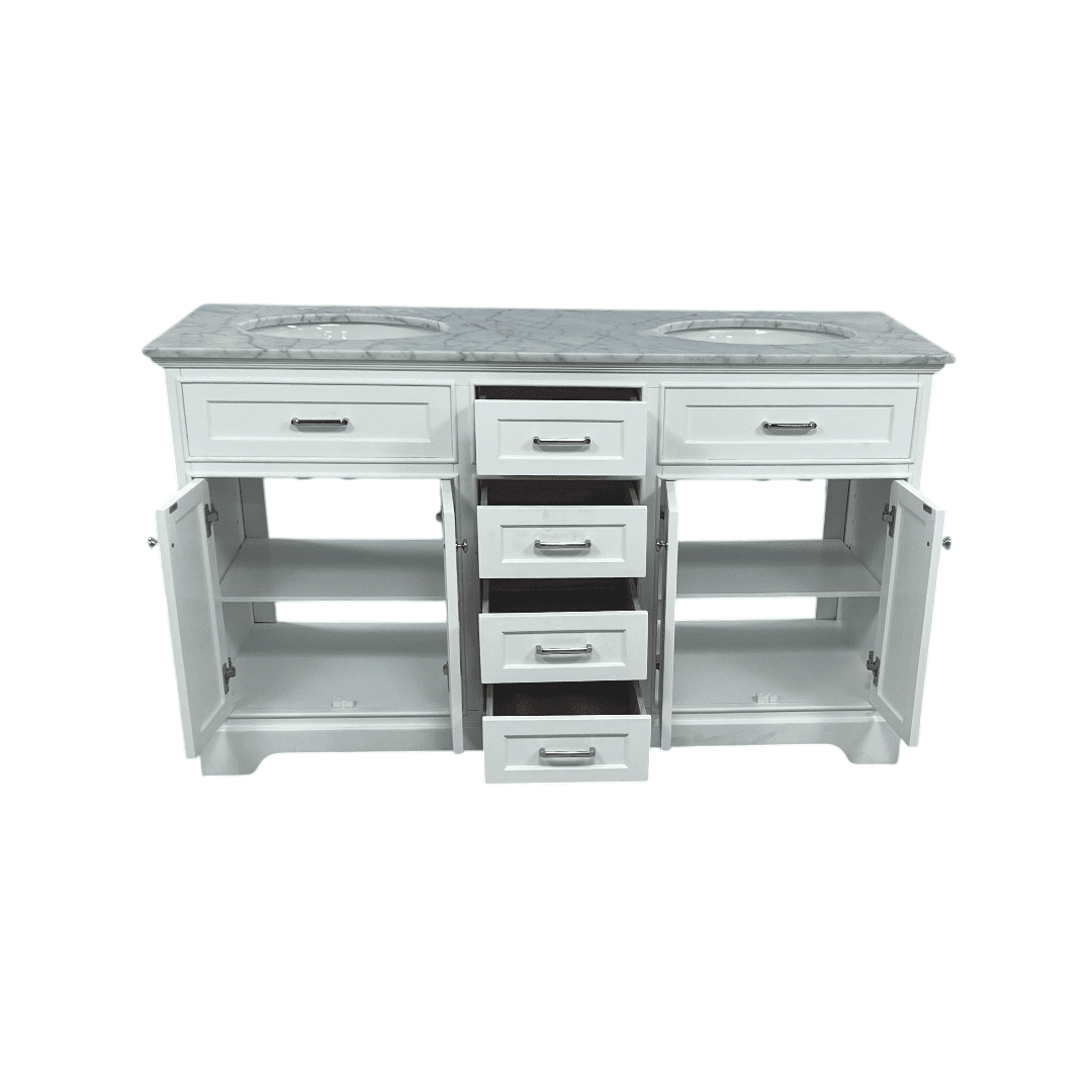 Three Posts Currahee Free-Standing Double Bathroom Vanity With Engineered Stone Vanity Top - Thumbnail 19