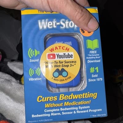 WET STOP 3+ Helps w/ Bedwetting Sensor w/ Vibration and/or Sound Alarm - OPENBOX