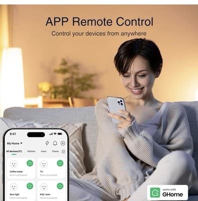 GHOME SMART VOICE CONTROL SMART PLUG WP3 WORKS WITH ALEXA & GOOGLE ASSISTANT 4PK - Thumbnail 5