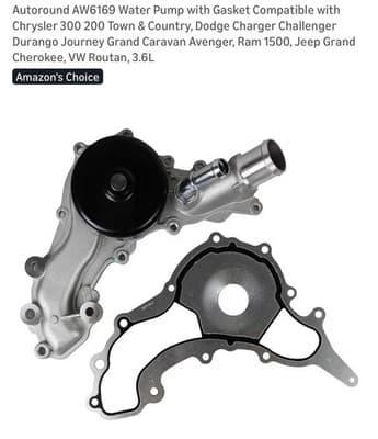 Autoround AW6169 Water Pump with Gasket Compatible with Chrysler 300 200 Town...