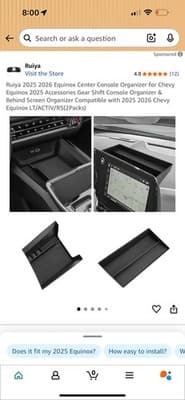 2PCS Organizer for Chevy Equinox 2025-26 Gear Shift & Behind Screen organizer