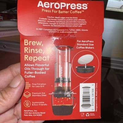 AeroPress Stainless Steel Reusable Filter - Metal Coffee for Standard - Thumbnail 2