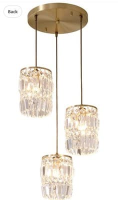 ROMYEAR 3-Lights Gold Crystal Chandelier for Foyer, Hallway, Entryway - Thumbnail 2