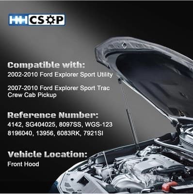 Front Hood Lift Supports Shock Strut Gas Spring 4142 for Explorer 2002 2003 2004 - Thumbnail 2