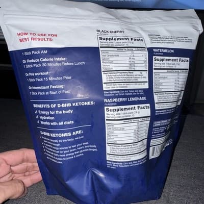 Real Ketone Shift Variety Pack 30 Packets black cherry raspberry lemonade waterm - Thumbnail 2