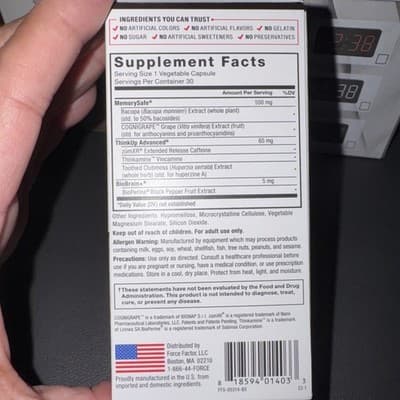 Force Factor Forebrain Brain Booster Nootropic Supplement - Focus Exp:05/26 - Thumbnail 4