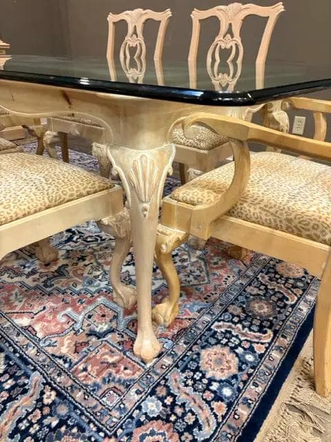 Link Taylor Bleached Pine Dining Table with Glass Top - Thumbnail 2