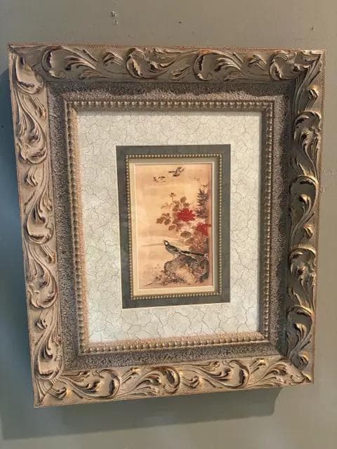Japanese 18th Century Birds & Flower Ornate Frame - Image 1