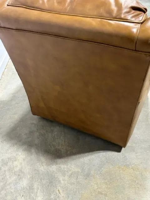 Vintage Classic Leather Rolled Arm Carmel Leather Accent Chair - Thumbnail 3