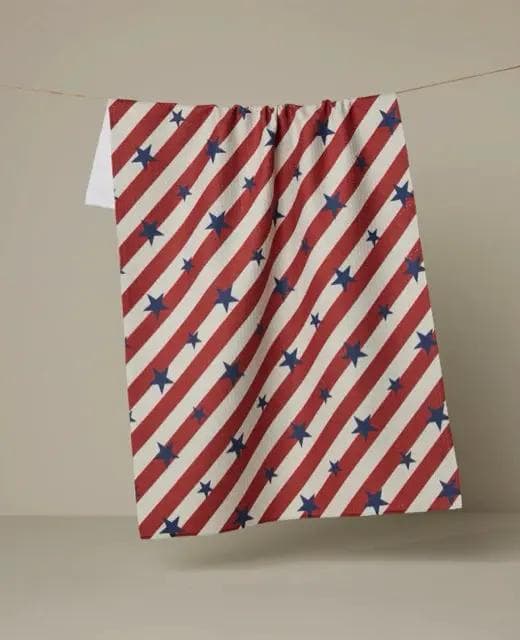 *NEW* Geometry Patriotic Stripe Tea Towel - Image 1