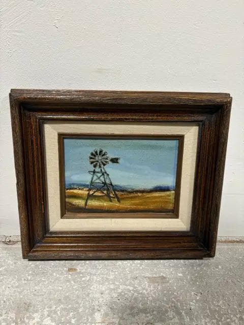 Framed Ceramic Windmill Original Artwork - Image 1