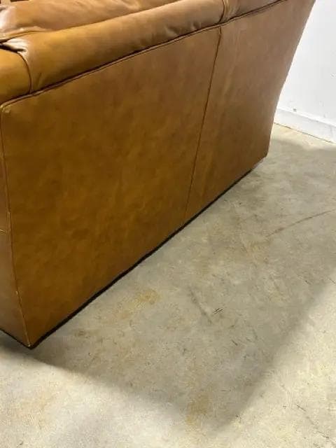 Vintage Classic Leather Rolled Arm Carmel Leather Loveseat - Thumbnail 4