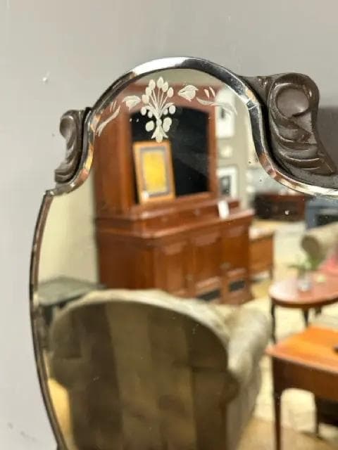 Nurre Company Tear Drop Mirror with Floral Etching - Thumbnail 2