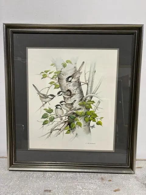 "Chickadee Family" Framed And Signed Print By James McClelland - Image 1