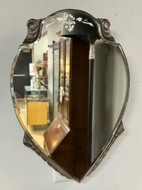 Nurre Company Tear Drop Mirror with Floral Etching - Image 1