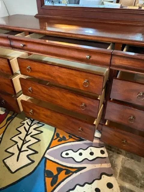 12 Drawer Dark Wood Dresser with Mirror - Thumbnail 2