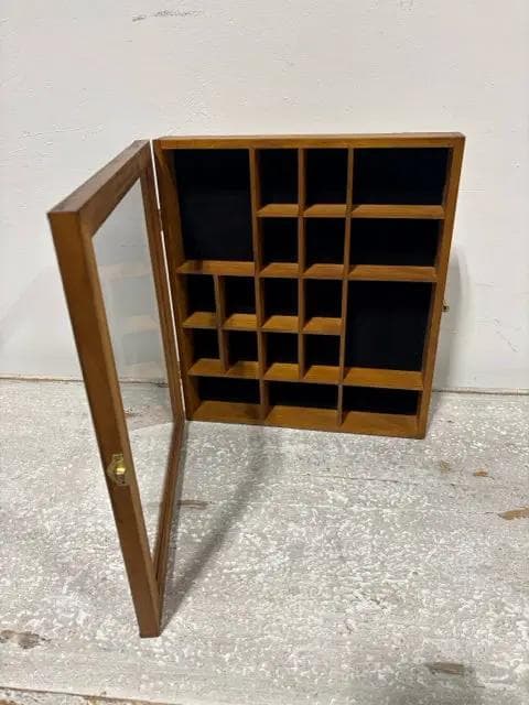 Wooden Wall Hanging Trinket Shelf Shadow Box With Glass Door - Thumbnail 2