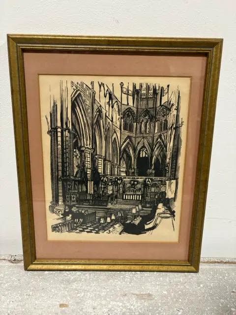 "The High Altar" Framed Woodblock Print By Simon Brett - Image 1