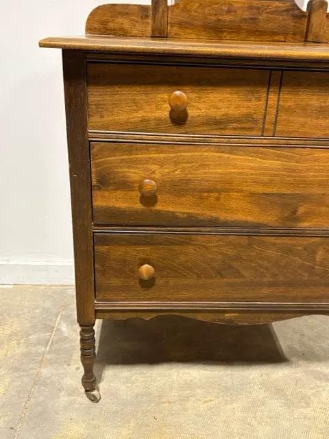 Vintage Solid Wood 3 Drawer Dresser with Swivel Mirror - Thumbnail 3