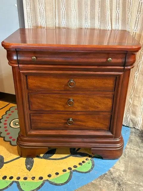 4 Drawer Dark Wood Nightstand - Image 1