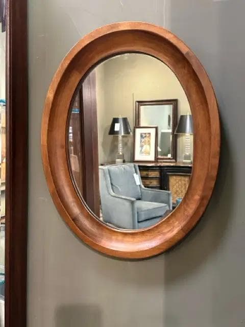 Oval Oak Framed Wall Mirror - Image 1