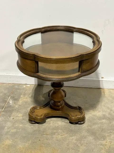 Traditional Vitrine Accent Table with Removable Top - Image 1
