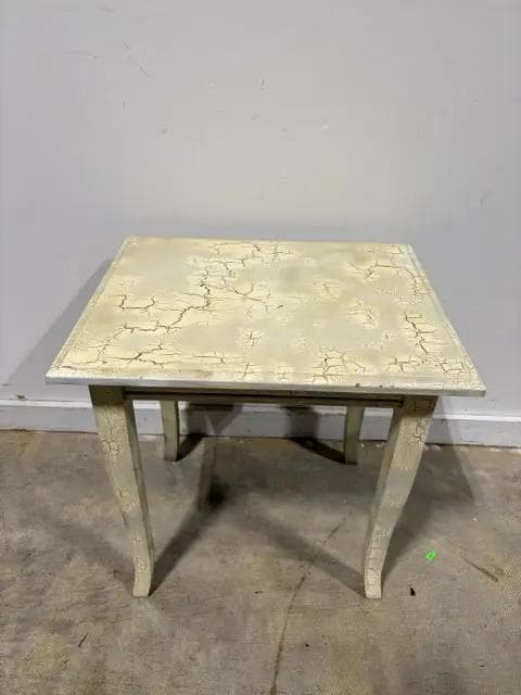White Distressed Wooden Accent Table - Image 1