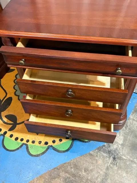 4 Drawer Dark Wood Nightstand - Thumbnail 3