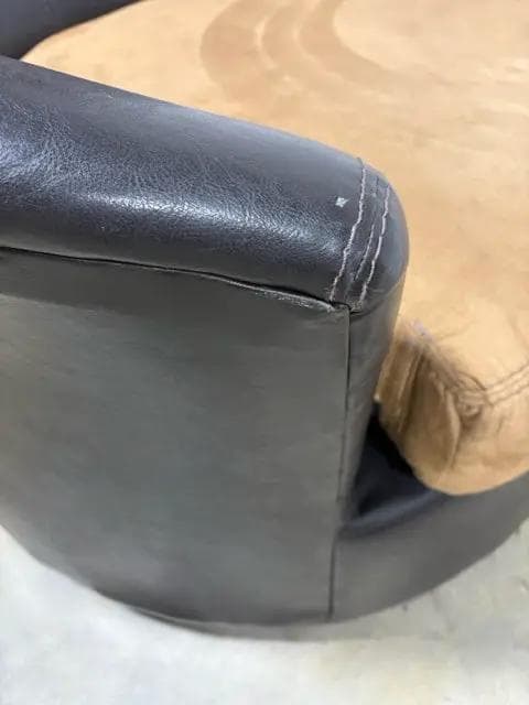 Ashley Oversized Swivel Brown Suede Faux Leather Accent Chair - Thumbnail 5